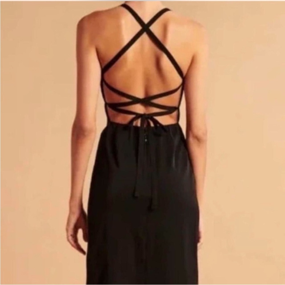 NWT Abercrombie & Fitch‎ Criss Cross Back Midi Dress in Black Size Large - Picture 10 of 11